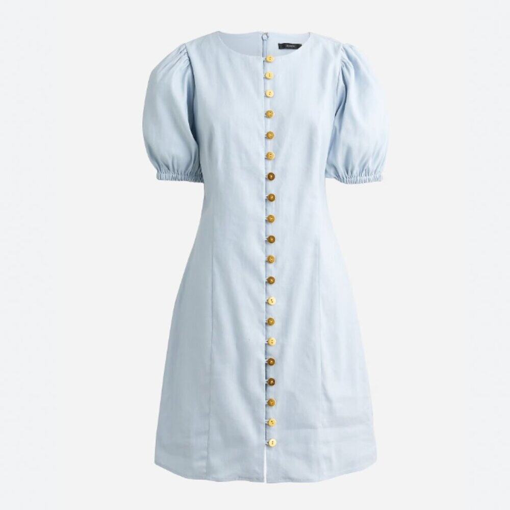 NWT J. Crew Stretch Viscose-Blend Button Front Mini Dress